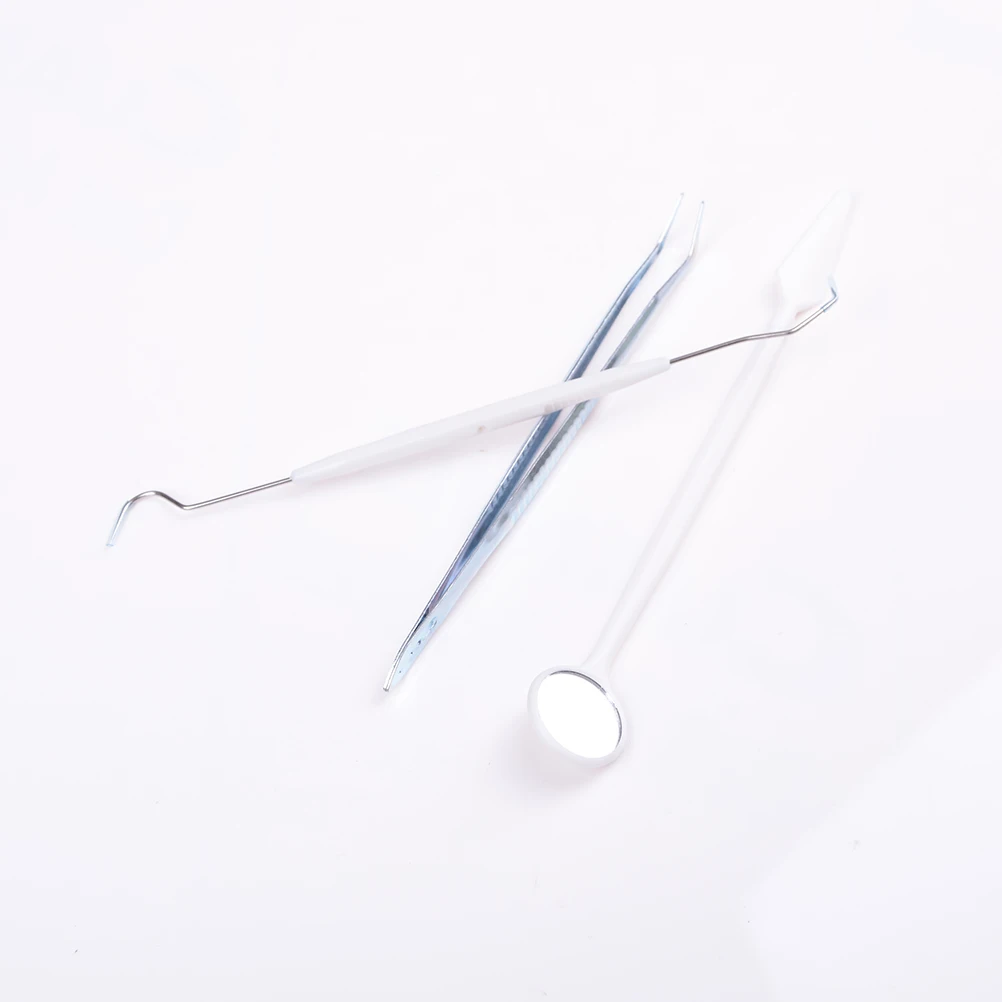 

3Pcs Stainless Steel Dental Instruments Feminine Hygiene Product Mouth Mirror Probe Plier Tweezers Teeth Tooth Clean Hygiene Kit