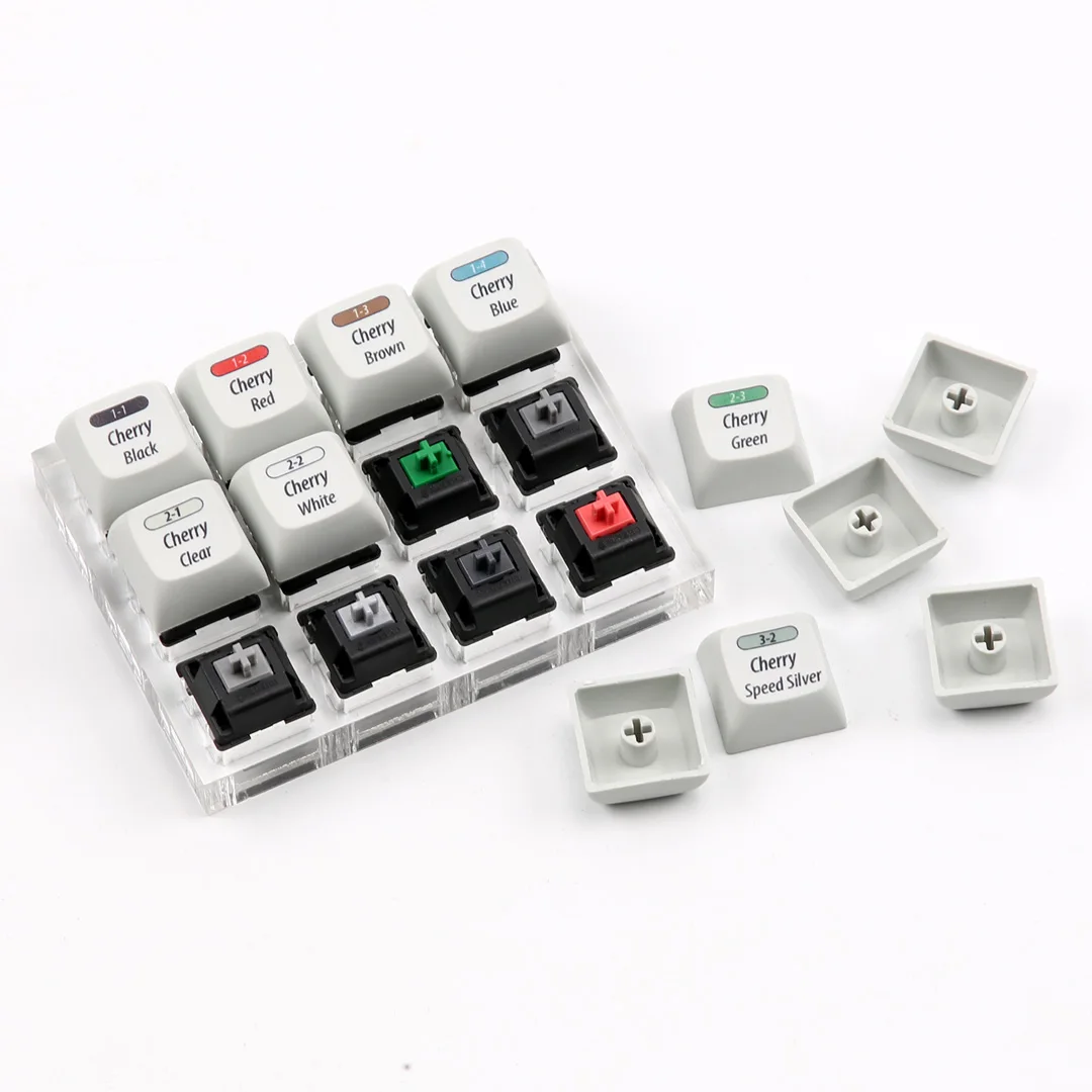 

Cherry Profile 12 Switch Test With Acrylic Set Sublimation Keycap Key Puller Red Black Brown Blue White Grey Green Switch Tester