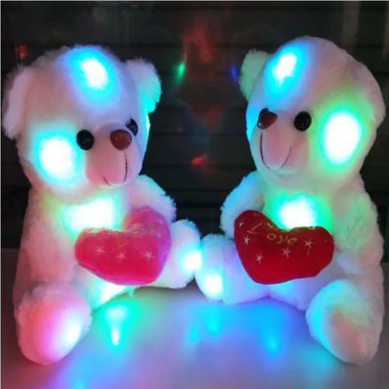 Christmas Toys for Children Light up Plush Stuffed Bear Cute Baby Toys 20CM White Flashing Bear Kids Birthday Gift