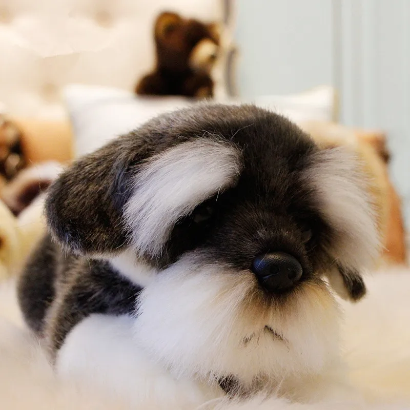 Dorimytrader quality soft simulation animal Schnauzer plush toy mini stuffed lying animal dog toy baby gift decoration 36x15x13cm DY50139 (3)