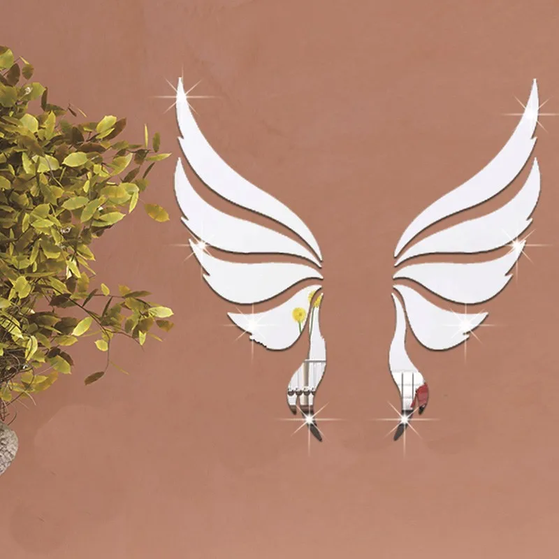 

Acrylic Wings Design Mirror Wall Stickers Decal Home Room Decoration DIY For Living Room Porch High Quality HHY1