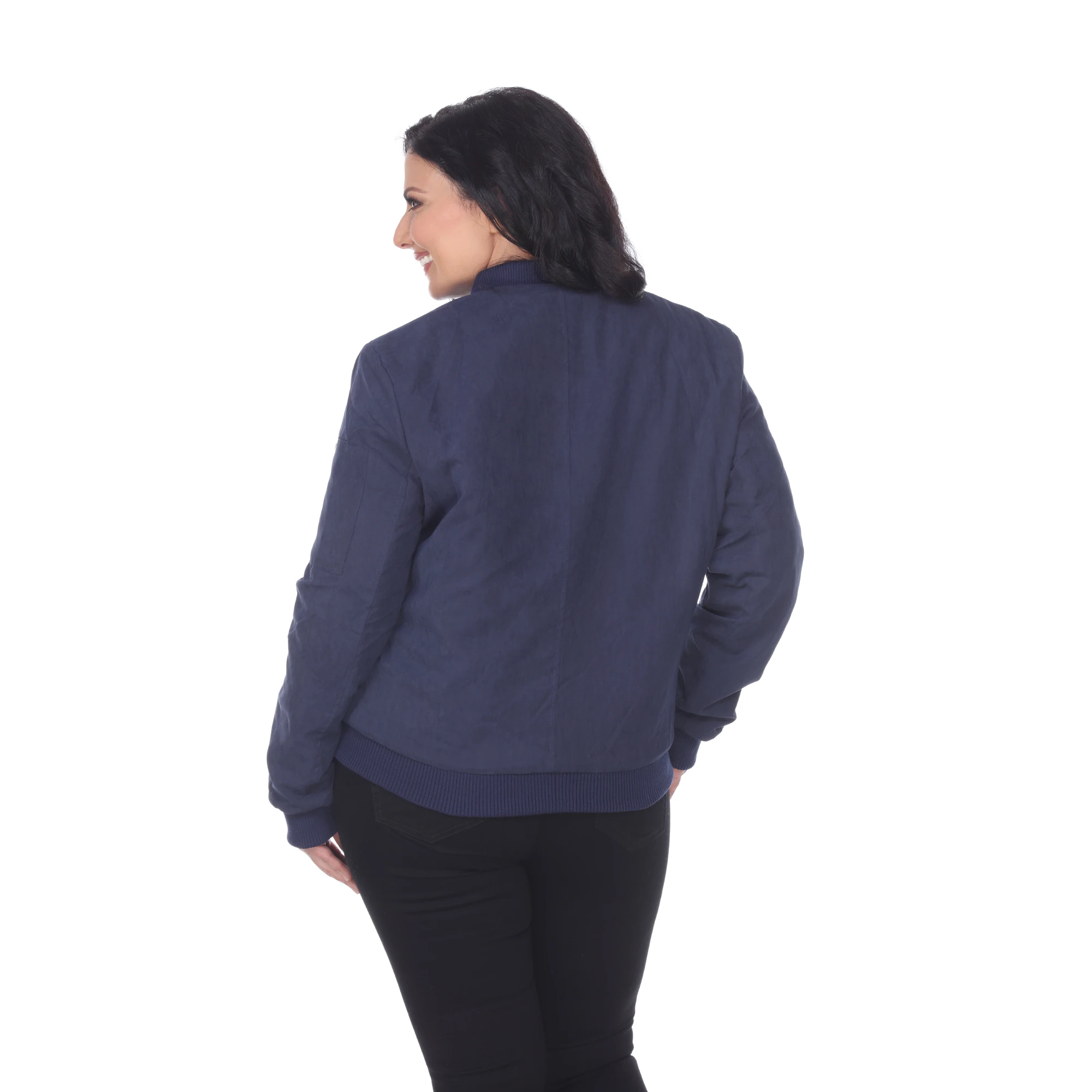 Plus Size Bomber Jacket - Navy (2)