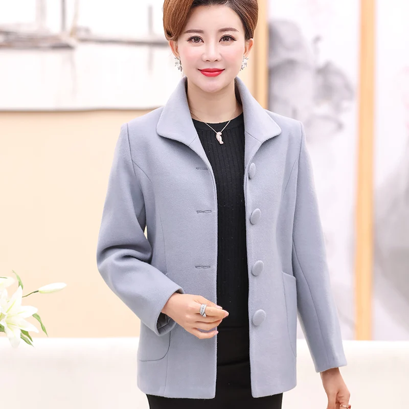 New Winter Women's Wool Jacket Basic coat Warm Loose Plus size outerwear Tops Solid Casual Middle Aged Women Woolen Jacket 4XL