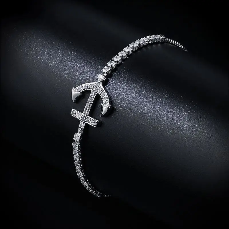 OCESRIO серебряный браслет с якорем Женский Регулируемый циркониевый браслет для женщин ювелирные изделия кубический цирконий Теннисный браслет brt-k46