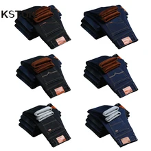 Мужские джинсы kstun, зимние, теплые, плотные, тонкие, прямые, тянущиеся, черные, синие, тянущиеся, деловые, повседневные, мужские, s брюки, Прямая поставка