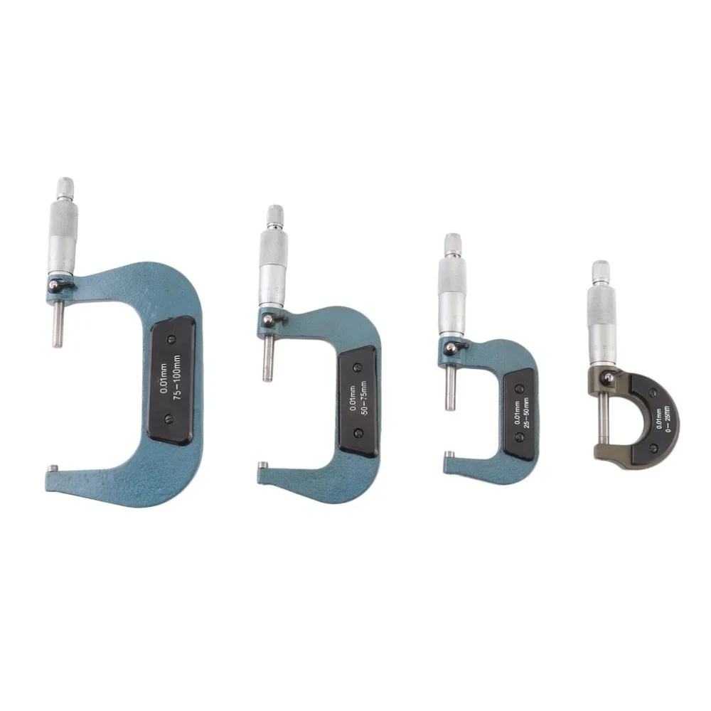 

4pcs/set Conventional 0-100mm Mircometer Caliper High Precision Accurate Measurement Tool For Mechanist Engineer
