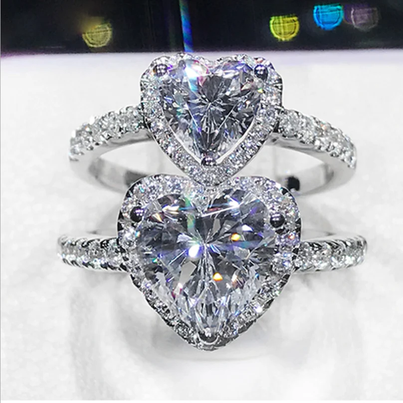 

Hot Sale New 2019 Sparkling Cute Luxury Jewelry 925 Sterling Silver Shape Shape White Clear Eternity Wedding Band Ring for Women