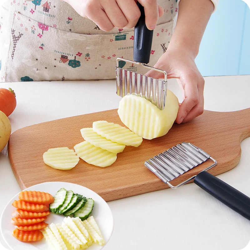 Нержавеющая сталь волнообразный резак нож для резки картофеля и овощей огурец морковь волны для резки кухонный инструмент Кухня Ножи кухонные принадлежности