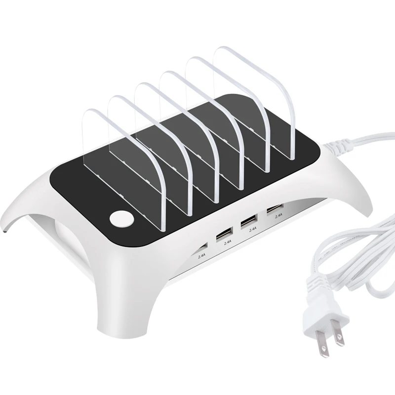 

Universal 5 Multi Ports Detachable USB Charging Station Stand Holder Desktop Charger for IPhone X 7 8 iPad Android Phone Tablet