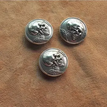 

1-3/16(30mm) DIY Leathercraft Hardware Solid Brass Skull Coin Concho SRTP Finish
