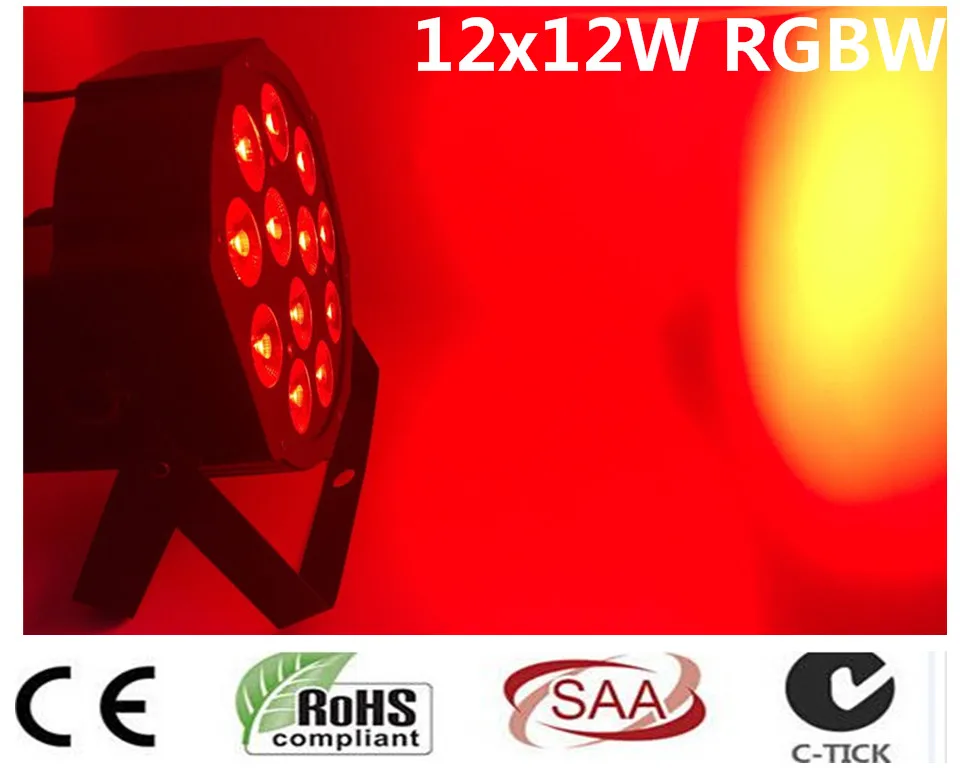 

RGBW 4in1 12x12W led par DMX Stage Lights Led Flat Par High Power Light with Professional for Party KTV Disco Fast shipp