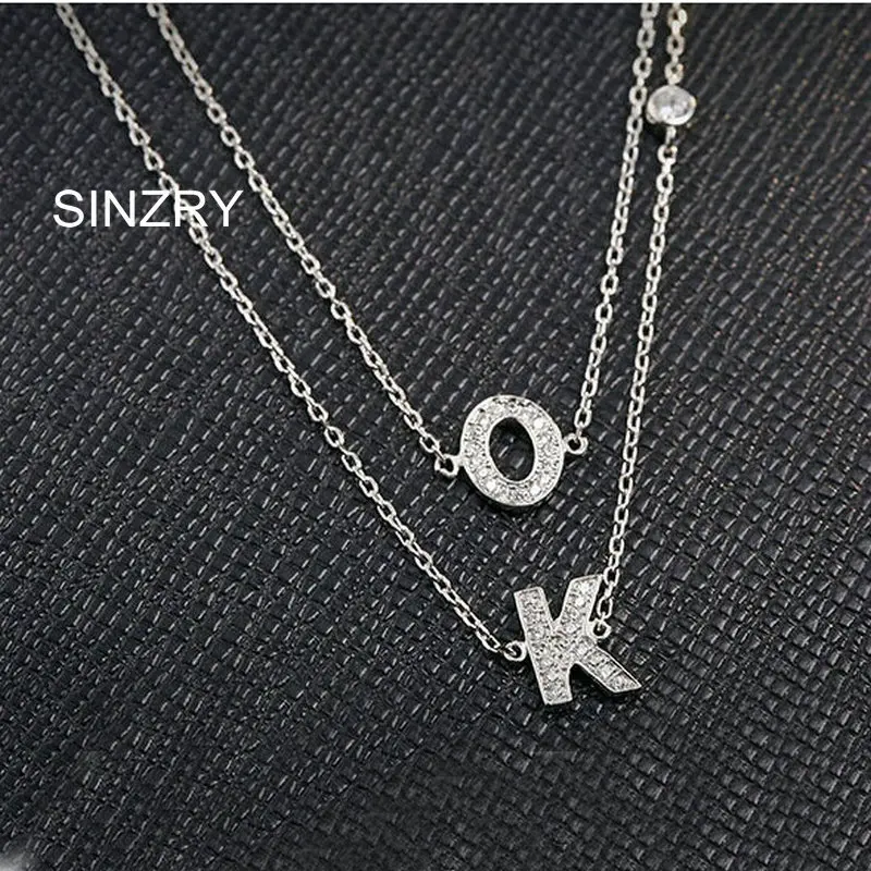 

SINZRY lovely cubic zircon micro paved 925 sterling silver 26PCS Alphabet letter pendant necklaces for women