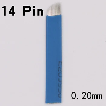 

50 PCS Blue 14-Pin Permanent Makeup Manual Eyebrow Tattoo Needles Blade for 3D Embroidery Microblading Tattoo Pen Machine