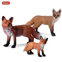 Oenux лес дикая природа животные лиса имитация фигурка животных красная лиса фигурка ПВХ миниатюрная развивающая модель игрушка детский подарок