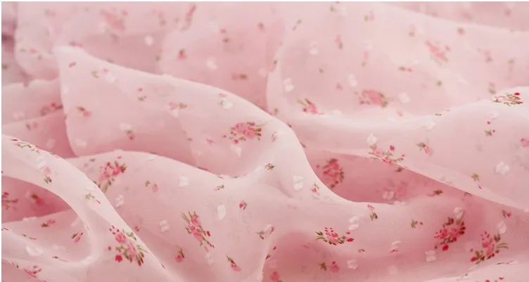 Мягкая удобная шифоновая ткань с цветочным принтом для одежды; пасторальная маленькая цветочная ткань для платья; материал для рукоделия. D121