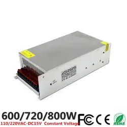 DC 15 V 40A 600 W 48A 720 W 53.3A 800 W светодиодный переключения драйвера Питание 110 V 220 V AC-DC трансформатор постоянного напряжения CCTV ЧПУ