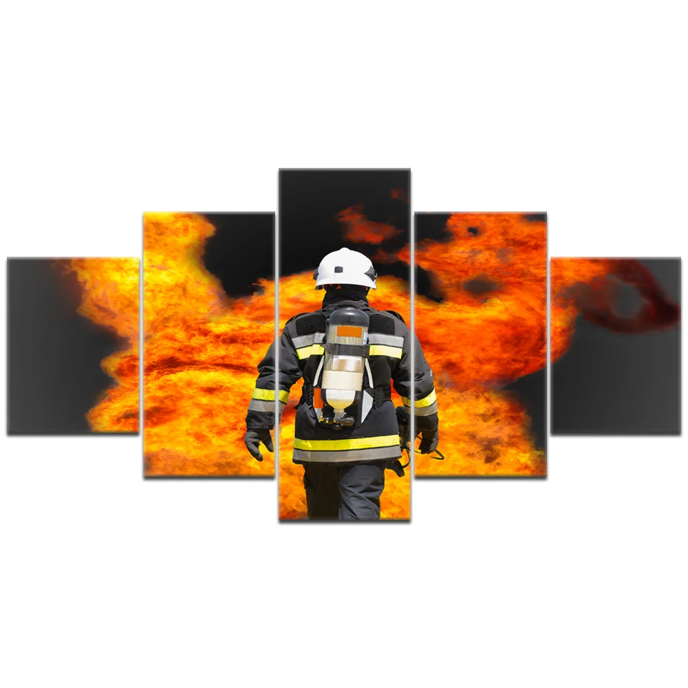 Modern-Contemporary-Canvas-Painting-Fire-Rescue-Wall-Art-Firefighter-Fireman-Fighting-Prints-on-Canvas-Artwork-Posters