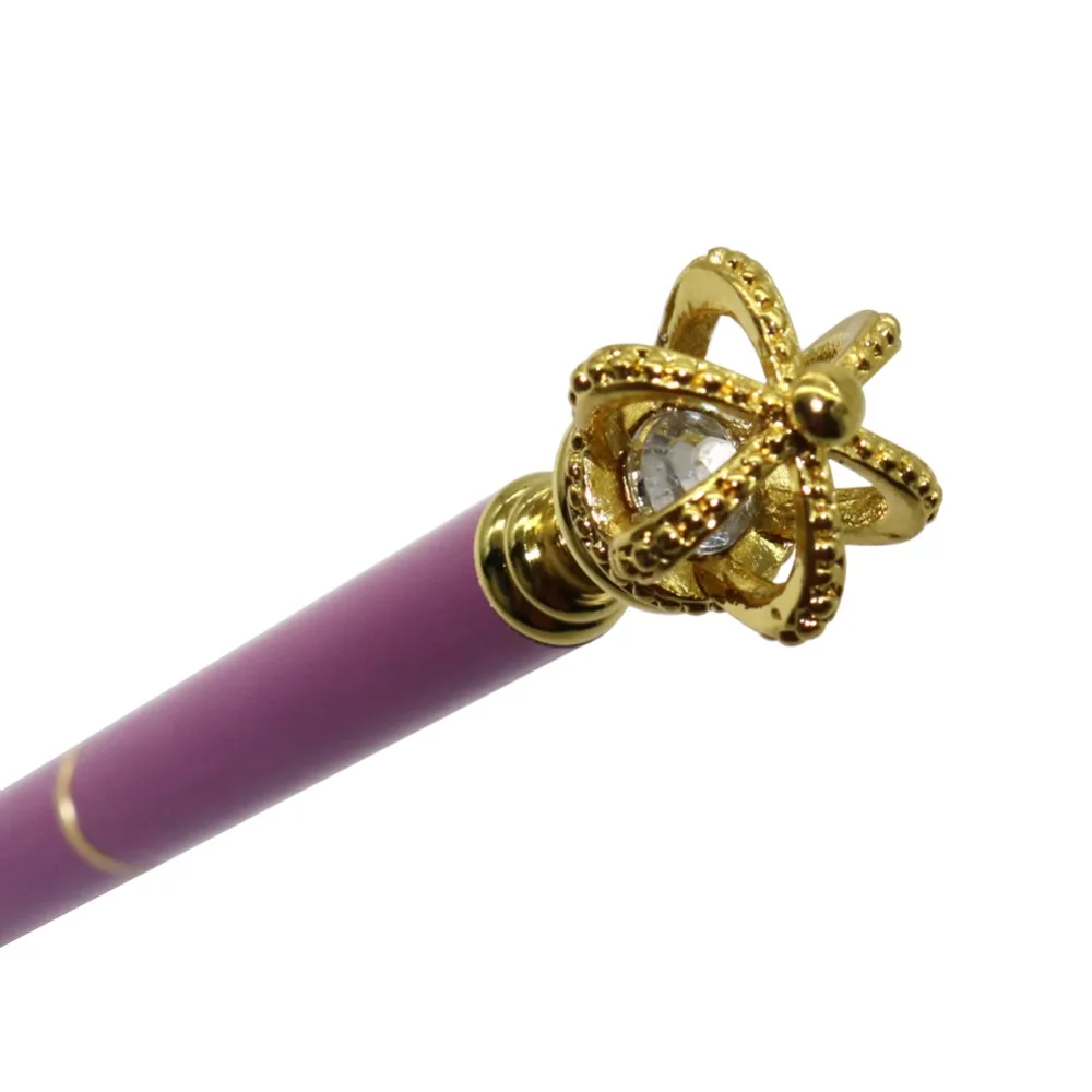 Блестящая большая шариковая ручка с короной, металлическая кристальная Алмазная Высококачественная шариковая ручка, канцелярские принадлежности для студентов