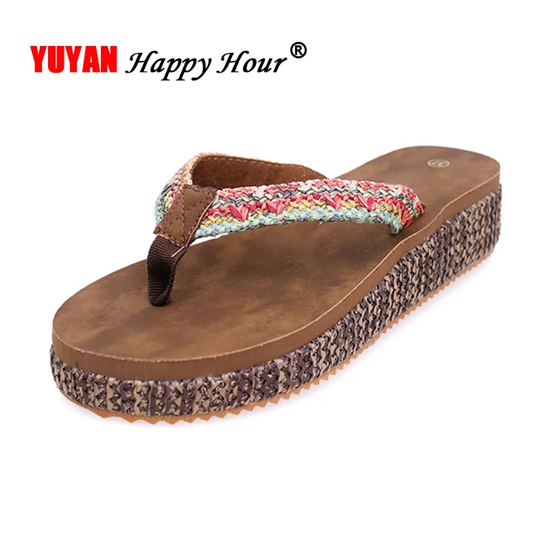 

2019 Fashon Slippers Women Flip Flops Ladies Summer Shoes Flat Platform Women Beach Slippers Thick Sole Comfortable A1206