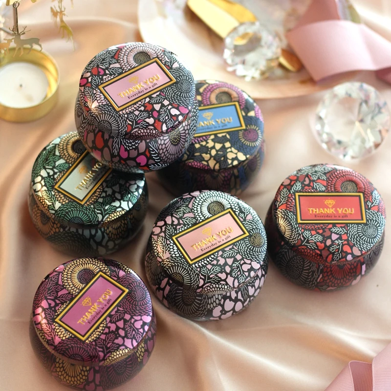 

Gold-Plated European Tea Candy Jewelry Storage Box Candle Jar Christmas Small Iron Box Wedding Favor Tin Box House Decor Display