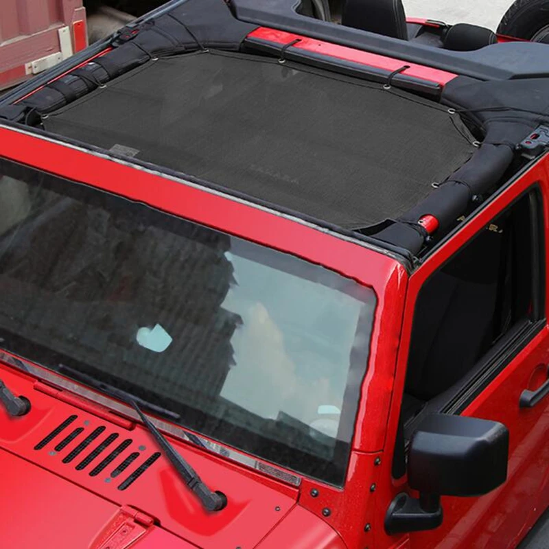 

2018Car Sun Shade Mesh Sunshade Full Top Cover UV Protection For Jeep for Wrangler JK 4 door Easy Installation Covers