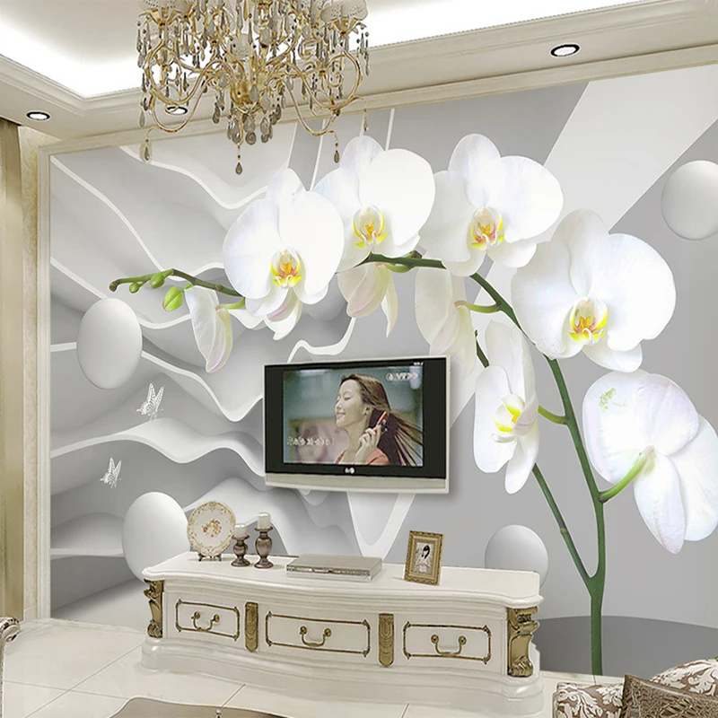 Modern 3D Space Phalaenopsis Flower Photo Wallpaper Mural Living Room TV Sofa Background Wall Decor 3D Wall Cloth Roll 3d wallpaper mural wall covering wallpaper canvas painting wallpaper