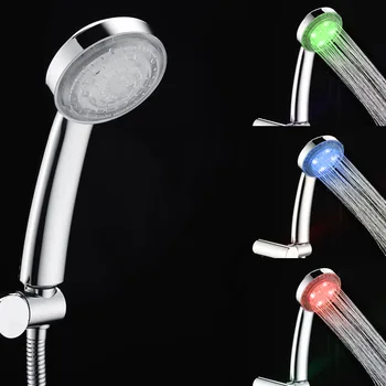 

ABS Plastic Water Saving Multi Colors Flashing LED Shower Heads Water Flow Power Temperature Control LED Hand Hold Shower Heads