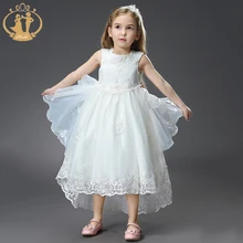 Nimble/платье для девочек; детская одежда с вышитыми цветами для свадебной вечеринки; roupas infantis menina; детская одежда; платье; vestidos