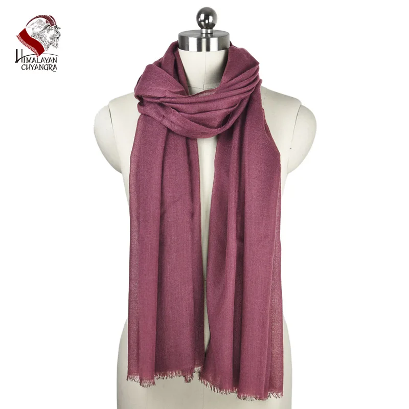 Ультра тонкий непальский кашемир/Пашмина сплошной цвет красный шарф шаль глушитель с фабрики мягкие и удобные - Цвет: Purple Maroon