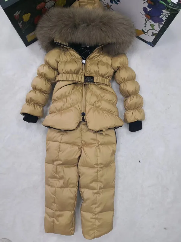 Бренд года, зимняя куртка детские пуховики и штаны, зимний костюм для мальчика на утином пуху с меховым капюшоном, комплект верхней одежды лыжный костюм