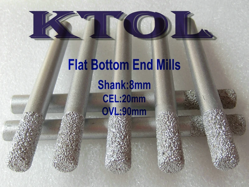 5 шт. SHK 8mm OVL 90mm длинные плоские нижние прямые концевые фрезы алмазные 2D плитка