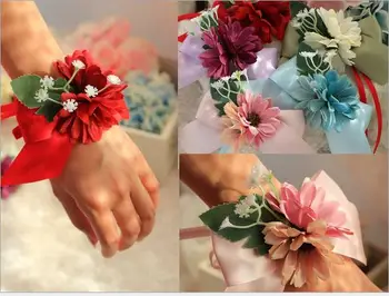 

5Pcs Pastoral series bride bridesmaid wedding wrist flower wedding photography bride decoration wrist flower wedding supplies