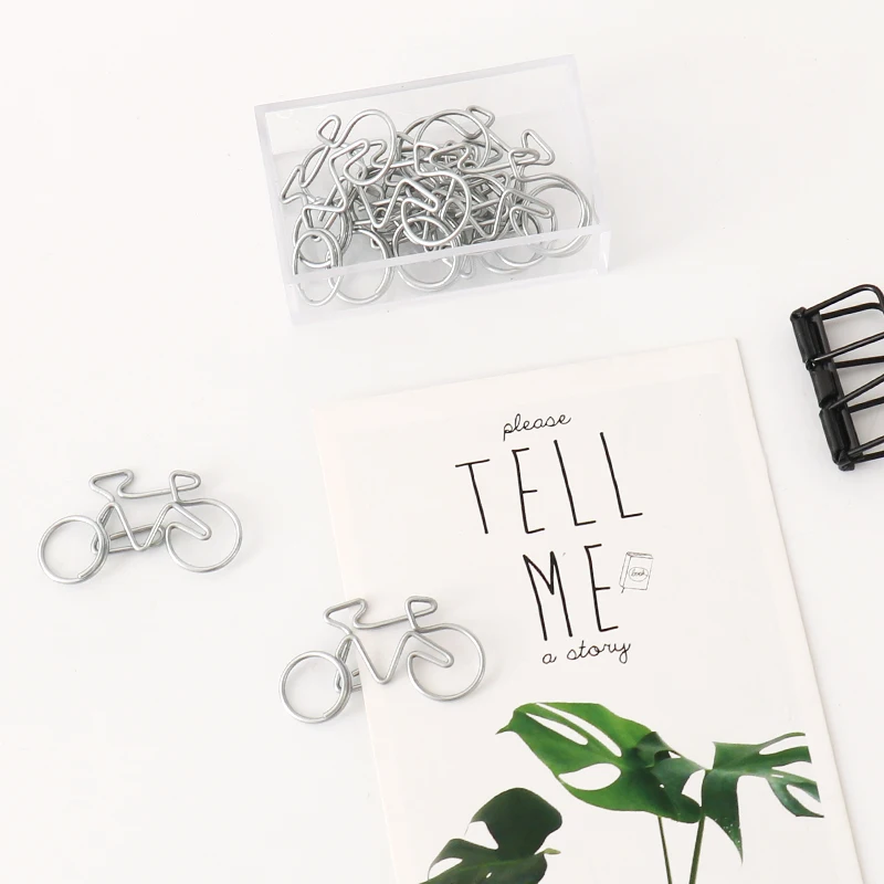 TUTU 10Pcs Cute Decorative Bicycle Shaped Paper Clips Scrapbook Memo Clip Metal Binder Paperclips Bookmark Stationery H0318