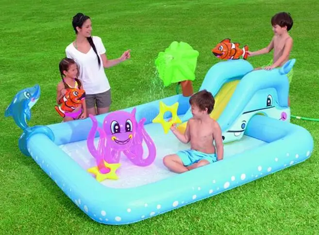 

239cm Eco-friendly Spring PVC Kids Baby Inflatable Slide Play Swimming Pool Piscina Children Kids Large Swim Boat S7011