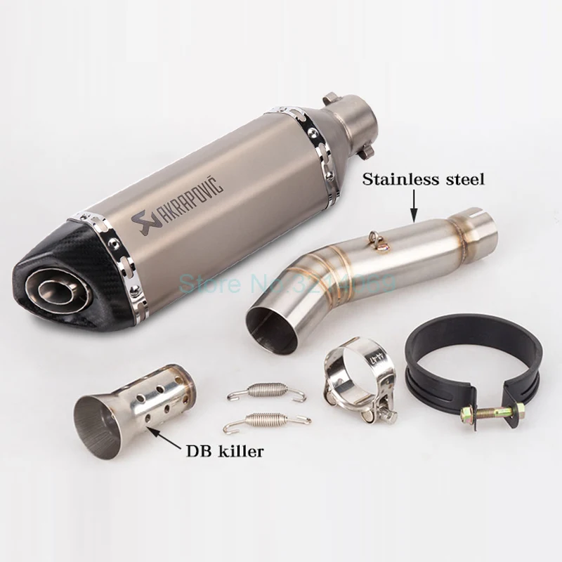 

CBR500R Motorcycle Full Exhaust System Universal 51mm Akrapovic Muffler And CBR500 Middle Link Pipe Escape Connect Pipe Slip on