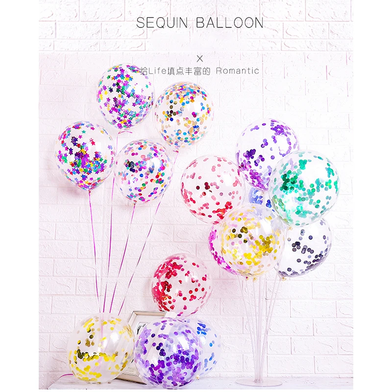 

Holiday Party Background 100pcs 12 Inch Sequins Confetti Balloons Air Balls Set for Wedding Festival Party Supplies