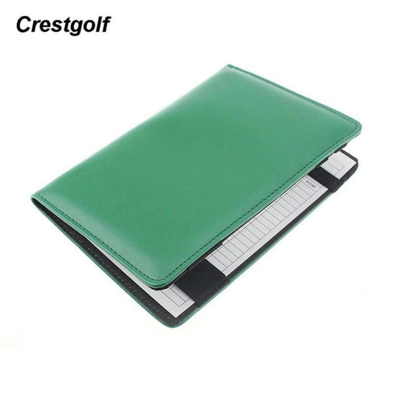 

CRESTGOLF Deluxe Genuine Leather Golf Score Card Holder with a wood pencil and 2 cards