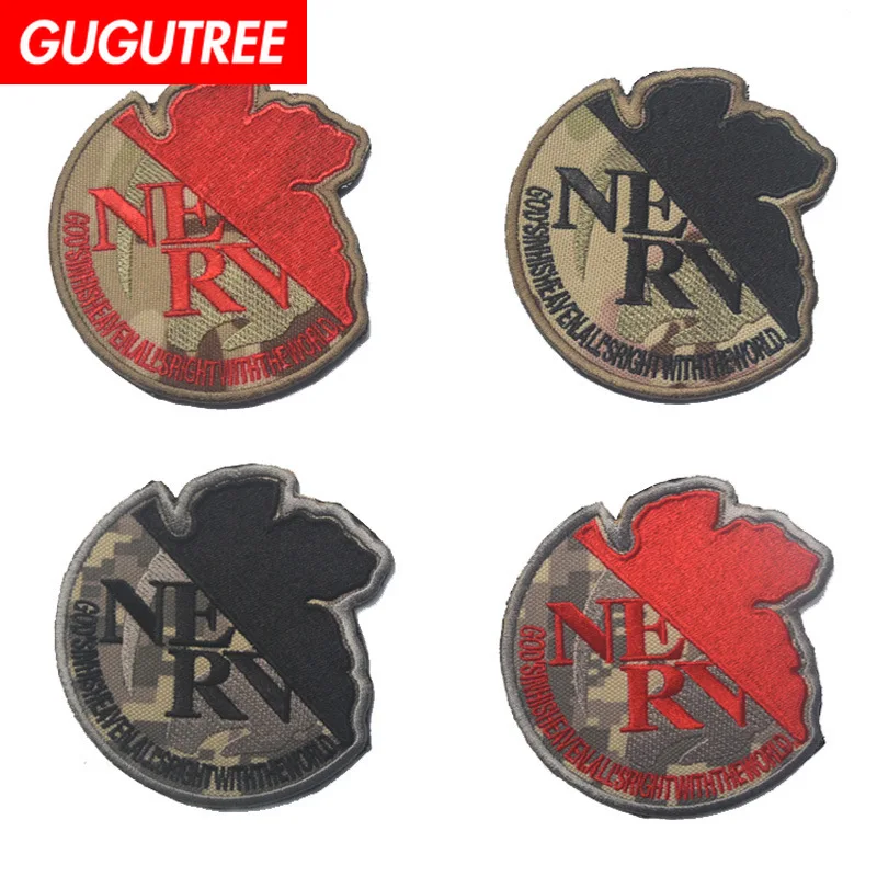 

GUGUTREE embroidery HOOK&LOOP NERV patches Neon Genesis Evangelion patches badges applique patches for clothing AD-213