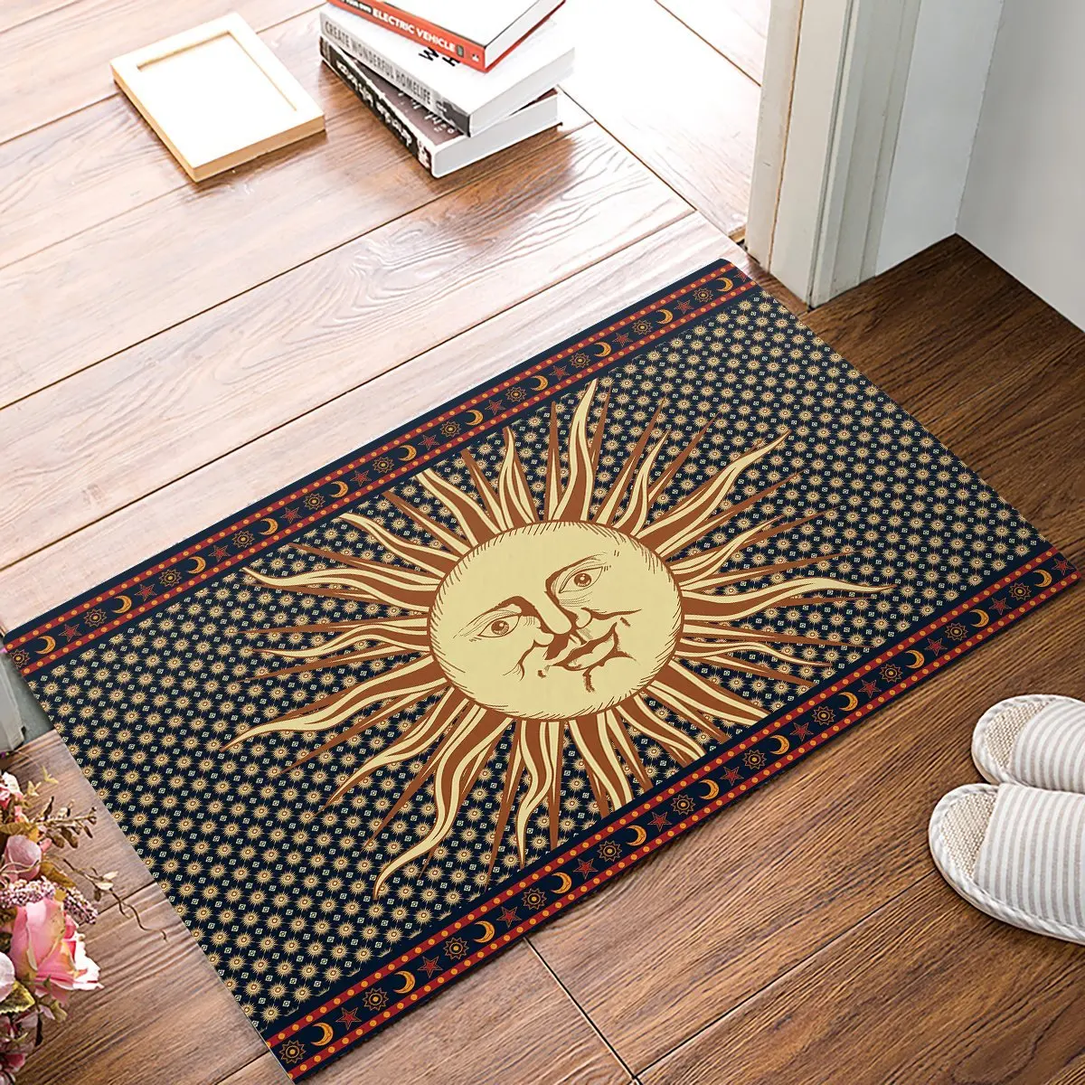 Indoor Outdoor Entrance Rug Floor Mats Shoe Scraper Doormat (Unique Design Hippie Sun) Indoor Outdoor Entrance Rug Floor Mats Shoe Scraper Doormat (Unique Design Hippie Sun)