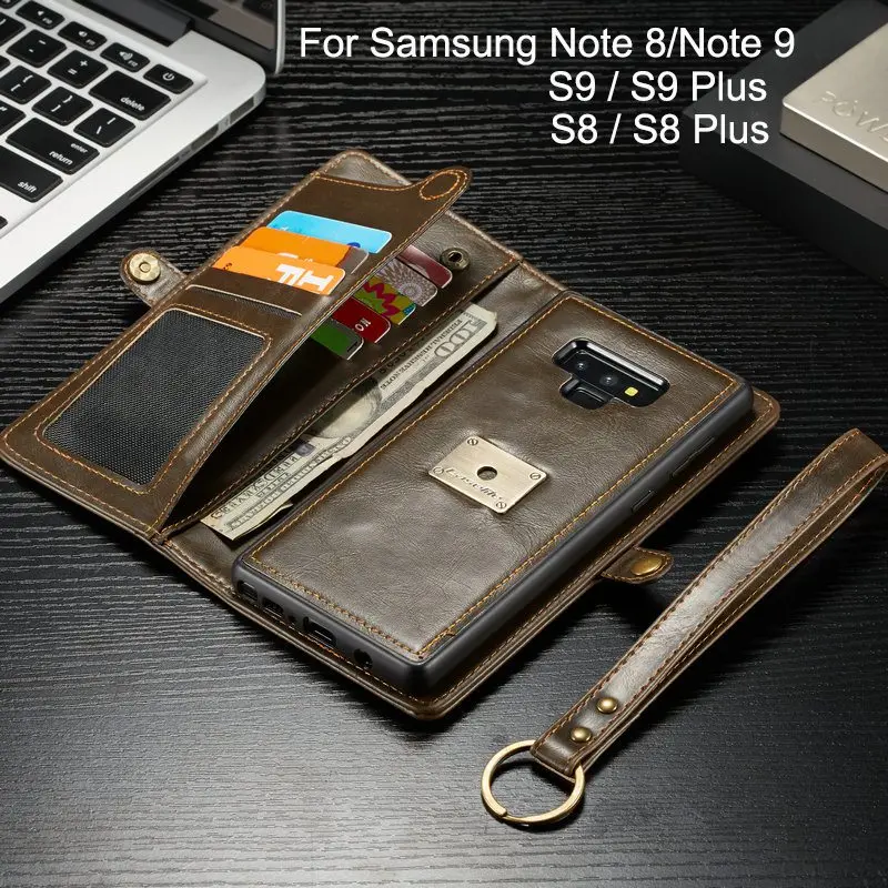 

2 in 1 Magnetic Pocket Detachable Flip Wallet Case for Samsung Galaxy S8 S9 Plus Case Leather Luxury Brand for Samsung Note 9 8
