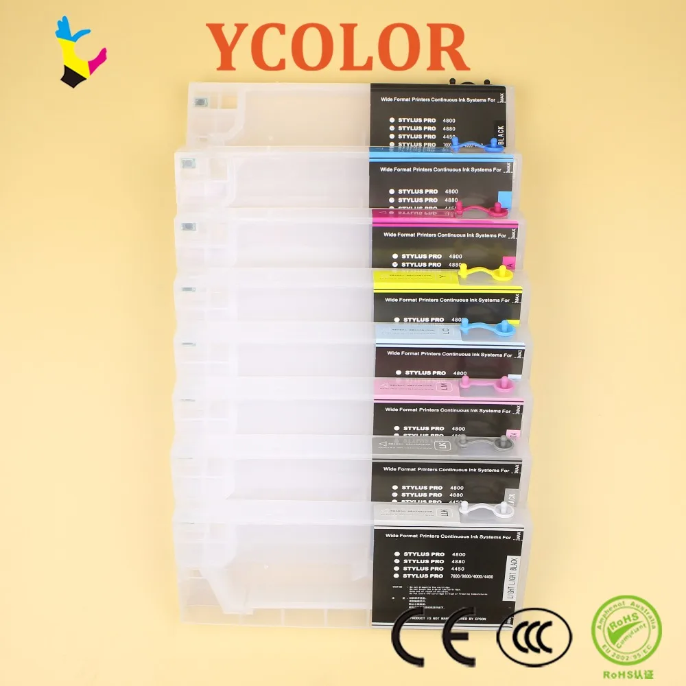 

Refillable ink cartridges with chips for Epson stylus pro4880 4800 4400 4450 7600 9600 4000 solvent resistant