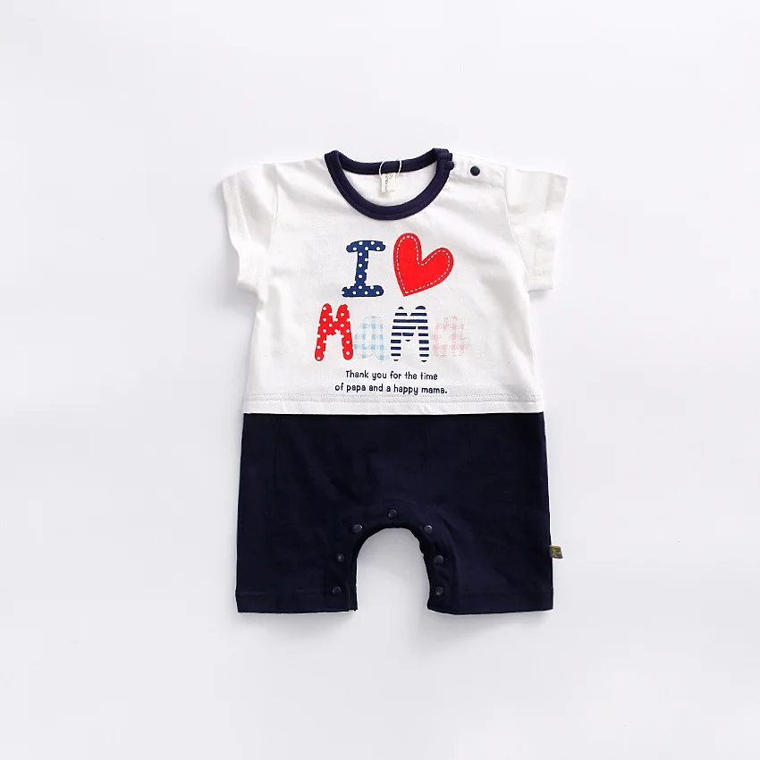 Новинка 2017 года новорожденных верхняя одежда Симпатичные для мальчиков и девочек с принтом I Love Mama/Papa хлопковый комбинезон наивысшего