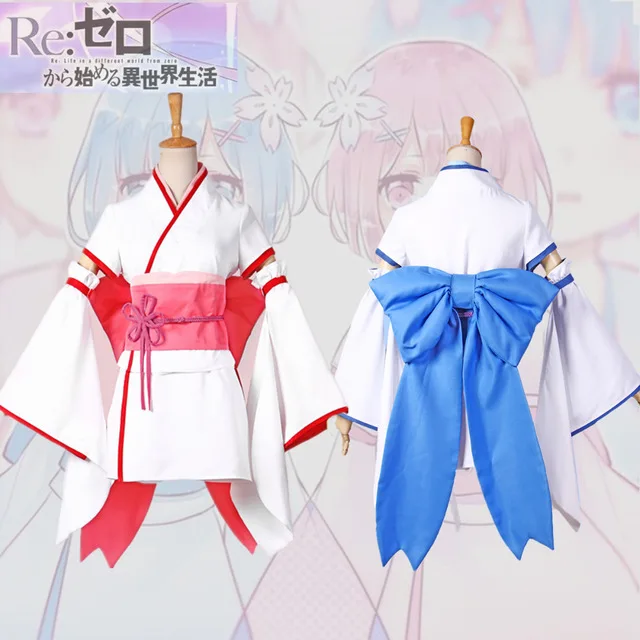 

Re Zero Ram/Rem Cosplay Re:Life In a Different World From Zero Rem Ram Cosplay Costumes Wig Set Maid Servant Dress
