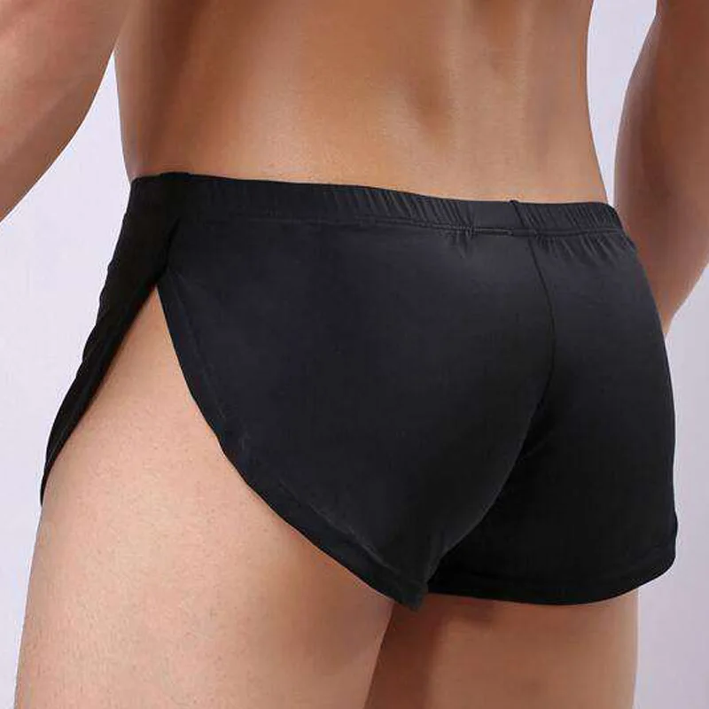 Спортивные шорты для бега с разрезом по бокам, сексуальные мужские гладкие шорты для бега, мужские эластичные удобные спортивные штаны для бега, S-XL