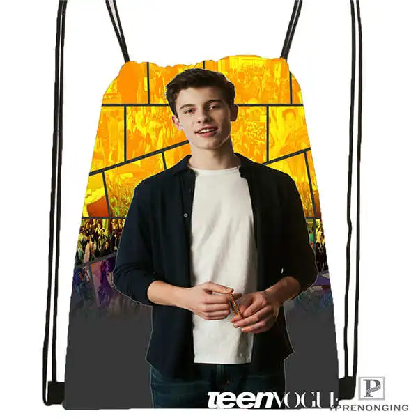 Custom Shawn Mendes 1 Drawstring Backpack Bag Cute Daypack Kids Satchel Black Back 31x40cm 2018612 01