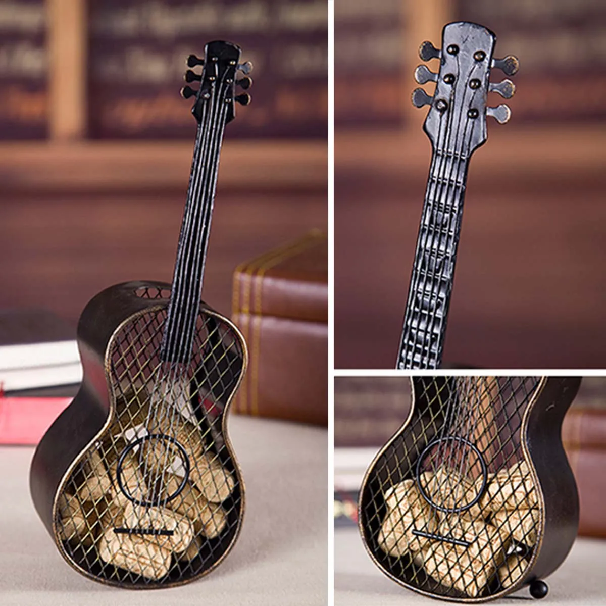 Tooarts guitarra vinho cortiça recipiente artesanato jar