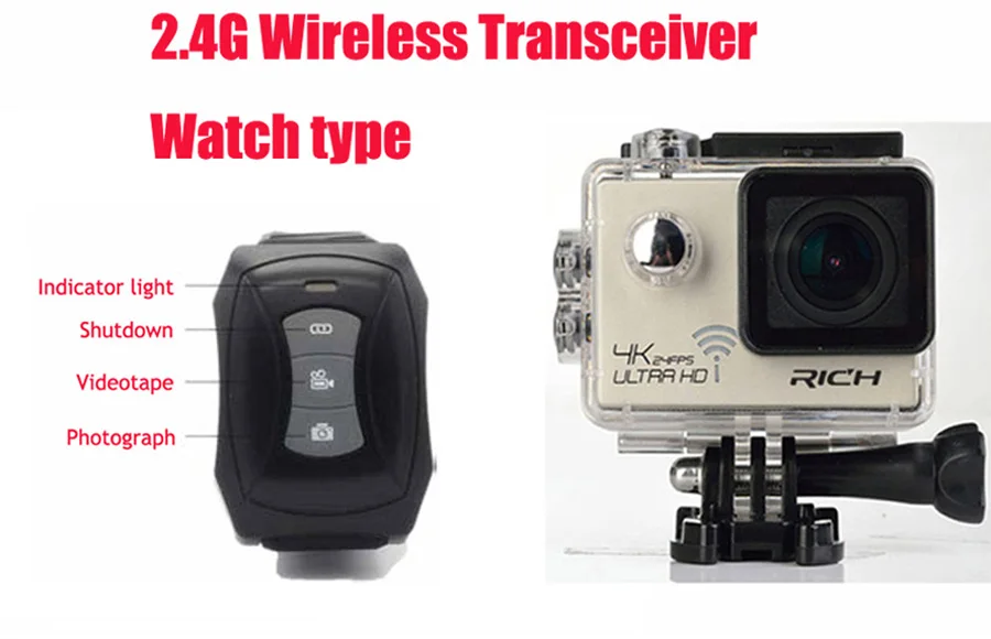 Action-Camera-Ultra-HD-4K-24FPS-NTK96660-2-4G-Wireless-Transceiver-watch-type-Waterproof-Sports