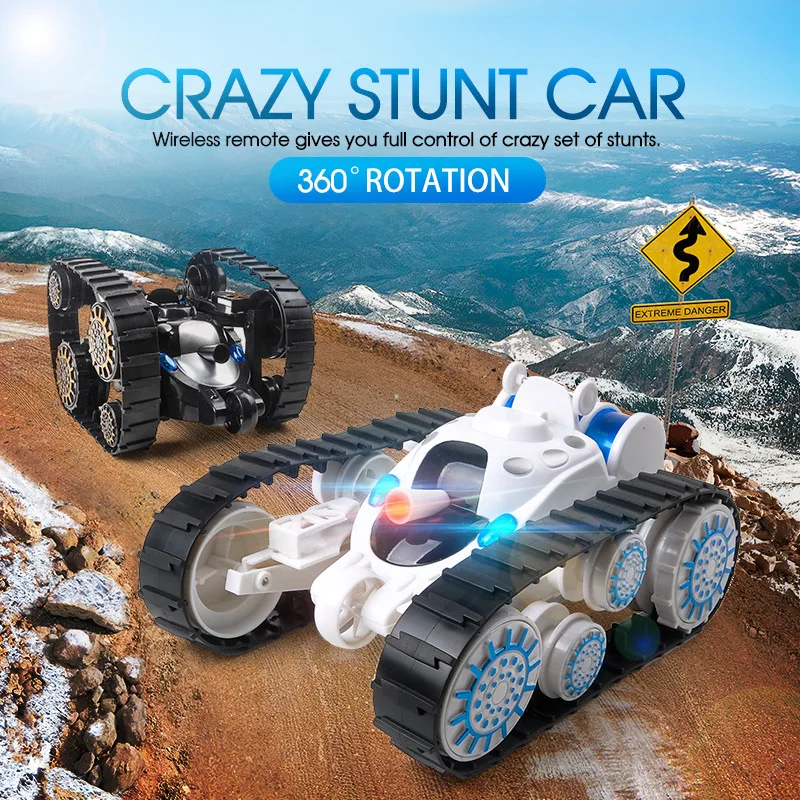 

Kids Remote Control Tanks Car Flip Stunt Deformed Car Boy Toy Model RC Tank with LED Lights and Music Children's Gift