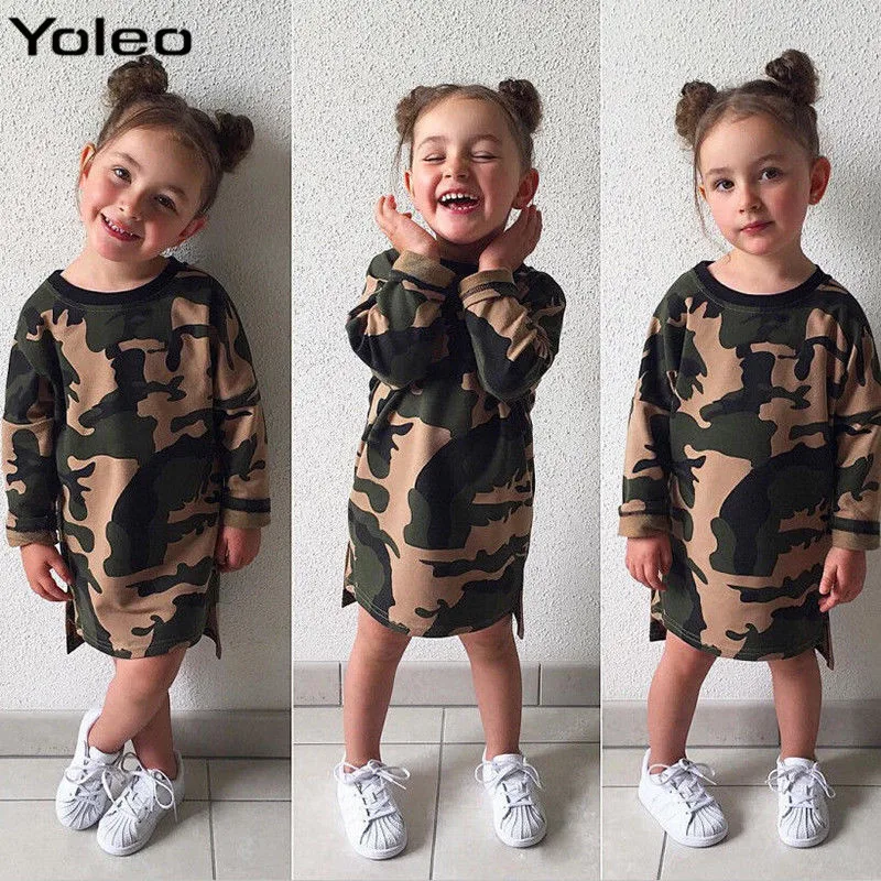 Baby Camo Dress For Girls Fashion Baby Girls Camouflage Casual Warm
