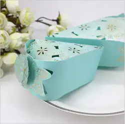 Элегантный цветок шишки Свадебные сувениры Подарочная коробка для конфет 100 шт. упаковка бумажная коробка брак элегантный Baby вечерние Shower